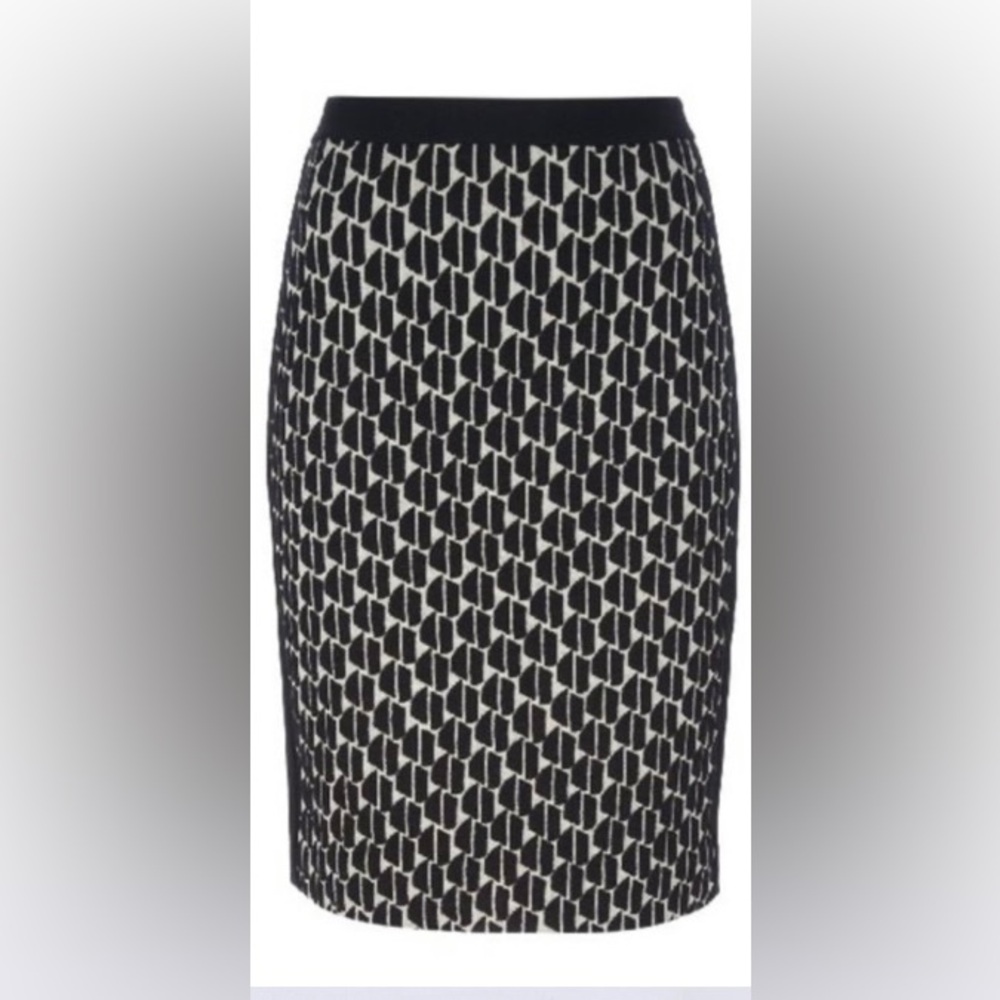 Diane Von Furstenburg Alyce Wool Blend Houndstooth Pencil Skirt
